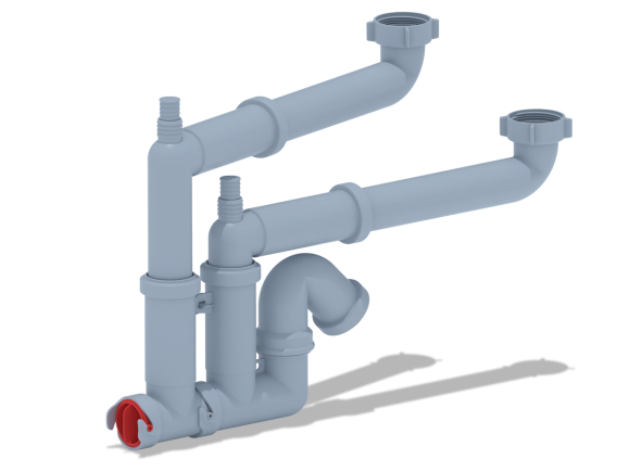 Сифон АНИ Пласт F3520 F-серия 3 1/2*40 двойной с отводом для стиральной машины, без выпуска