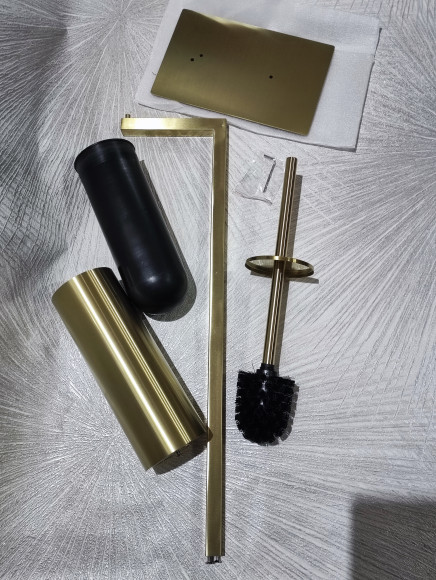 Уценка 2 Стойка SCHEIN 9301BG-U2 напольная квадратная матовое золото (ерш хром + бумагодержатель без крышки) из латуни