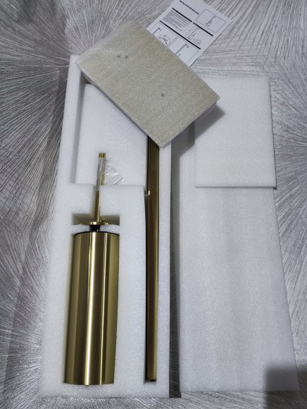 Уценка 2 Стойка SCHEIN 9301BG-U2 напольная квадратная матовое золото (ерш хром + бумагодержатель без крышки) из латуни