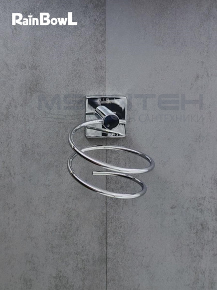 Держатель фена Rainbowl 2735-1 CUBE "Укороченный" для ванной настенный хром Держатель фена Rainbowl 2735-1 CUBE "Укороченный" для ванной настенный хром