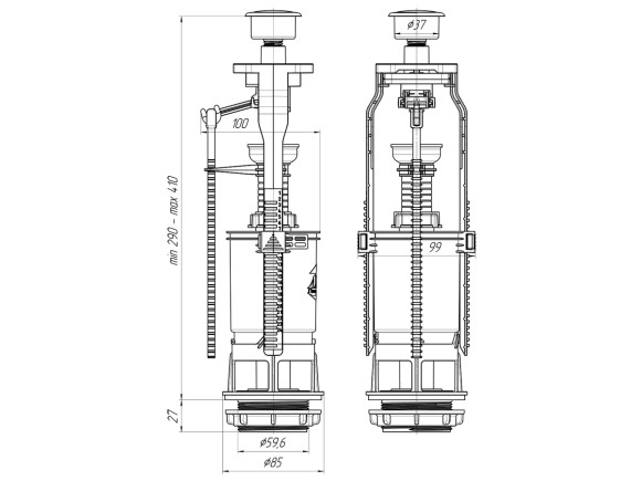 Сливной механизм АНИ Пласт WC7030 эконом (кнопка хром)