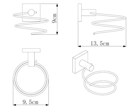 Держатель фена Rainbowl 2735-1BP CUBE "Укороченный" черный, матовый