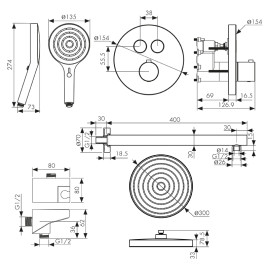 Душевая система KAISER 08277 Sano скрытого монтажа, с термостатом