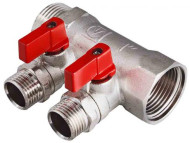 Коллектор VALTEC VTc.580.N.0502 3/4" х 1/2" с отсекающими кранами 2 вых. Коллектор VALTEC VTc.580.N.0502 3/4" х 1/2" с отсекающими кранами 2 вых.