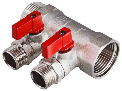 Коллектор VALTEC VTc.580.N.0502 3/4" х 1/2" с отсекающими кранами 2 вых.
