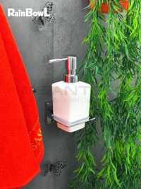 Диспенсер Rainbowl 2788-5 CUBE для ванной керамика настенный хром