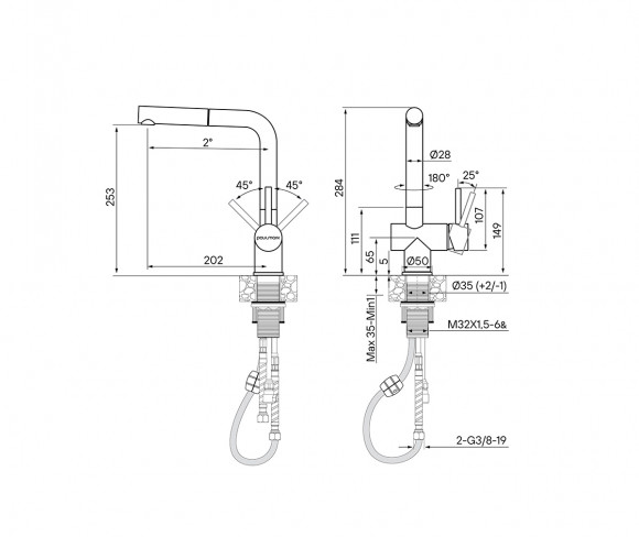 Смеситель для кухни PAULMARK Dosse Do214418-401 Смеситель для кухни PAULMARK Dosse Do214418-401