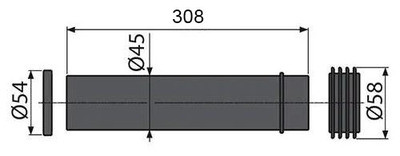 Патрубок для подвесного унитаза ф45-308мм ABA