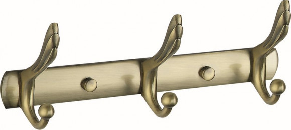 Планка VIKO V-743 с 3-мя крючками, Lобщ=245мм, в пакете, (нерж+металл), бронзовый