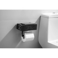 Бумагодержатель Rainbowl 808614 с полочкой-контейнером черный матовый