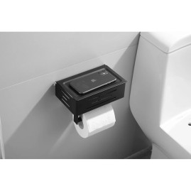 Бумагодержатель Rainbowl 808614 с полочкой-контейнером черный матовый