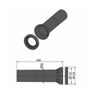 Соединительный патрубок ABA SYSTEM с резинкой для инсталляции Ø90 х 300 мм Соединительный патрубок ABA SYSTEM с резинкой для инсталляции Ø90 х 300 мм
