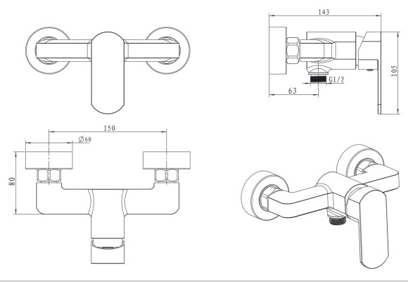 Смеситель KAISER 34477 Sonat для душа