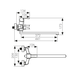 Смеситель KAISER 51055B Boss для ванны, дивертор 6042