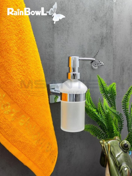 Диспенсер Rainbowl 2788 CUBE для ванной настенный стекло хром