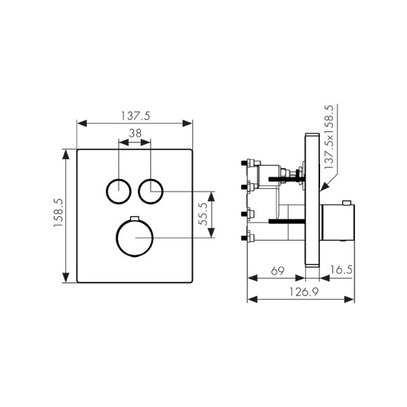 Смеситель KAISER 08377 Sano скрытого монтажа с термостатом