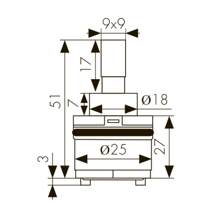 Картридж KAISER 6202 (49К) Ø25 для смесителей 49111/49133/49144/05