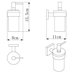 Диспенсер Rainbowl 2788- BP CUBE для ванной стекло настенный черный матовый