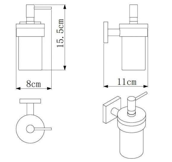 Диспенсер Rainbowl 2788- BP CUBE для ванной стекло настенный черный матовый Диспенсер Rainbowl 2788- BP CUBE для ванной стекло настенный черный матовый
