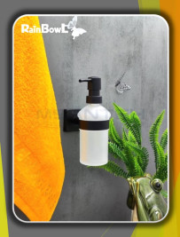 Диспенсер Rainbowl 2788- BP CUBE для ванной стекло настенный черный матовый