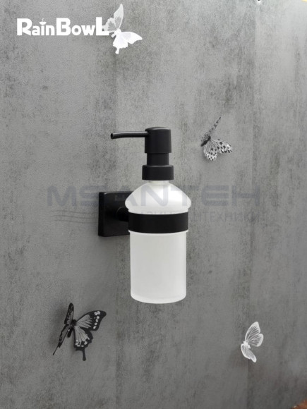 Диспенсер Rainbowl 2788- BP CUBE для ванной стекло настенный черный матовый Диспенсер Rainbowl 2788- BP CUBE для ванной стекло настенный черный матовый