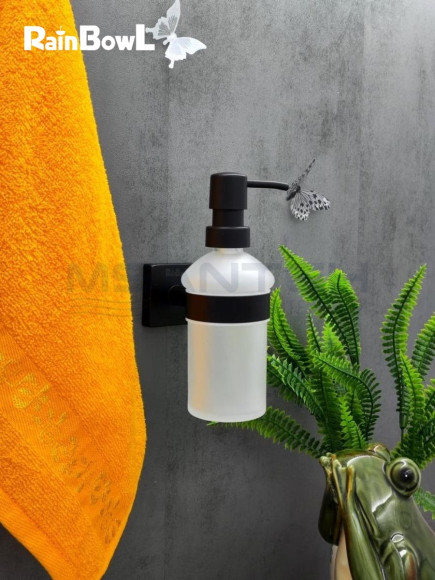 Диспенсер Rainbowl 2788- BP CUBE для ванной стекло настенный черный матовый Диспенсер Rainbowl 2788- BP CUBE для ванной стекло настенный черный матовый