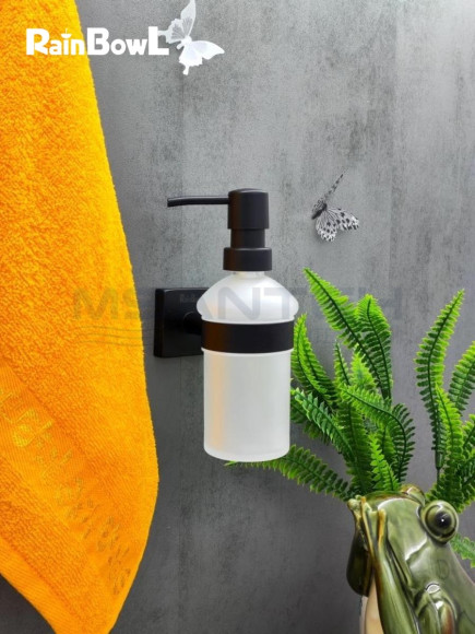 Диспенсер Rainbowl 2788- BP CUBE для ванной стекло настенный черный матовый Диспенсер Rainbowl 2788- BP CUBE для ванной стекло настенный черный матовый