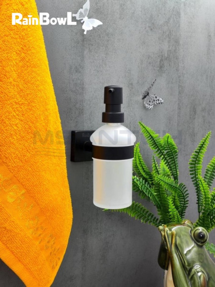 Диспенсер Rainbowl 2788- BP CUBE для ванной стекло настенный черный матовый Диспенсер Rainbowl 2788- BP CUBE для ванной стекло настенный черный матовый