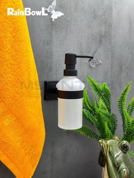 Диспенсер Rainbowl 2788- BP CUBE для ванной стекло настенный черный матовый Диспенсер Rainbowl 2788- BP CUBE для ванной стекло настенный черный матовый