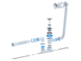 Сифон АНИ Пласт ЕС055GS для ванны, клик-клак, плоский (грибок-сетка)