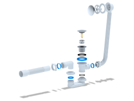 Сифон АНИ Пласт ЕС055GS для ванны, клик-клак, плоский (грибок-сетка)