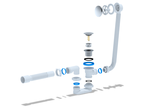 Сифон АНИ Пласт ЕС055GS для ванны, клик-клак, плоский (грибок-сетка)