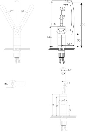Смеситель KAISER 27033 Merkur для кухни (6239 Картридж)