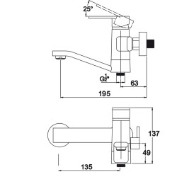 Смеситель KAISER 34522 Sonat для ванны (дивертор art 322)