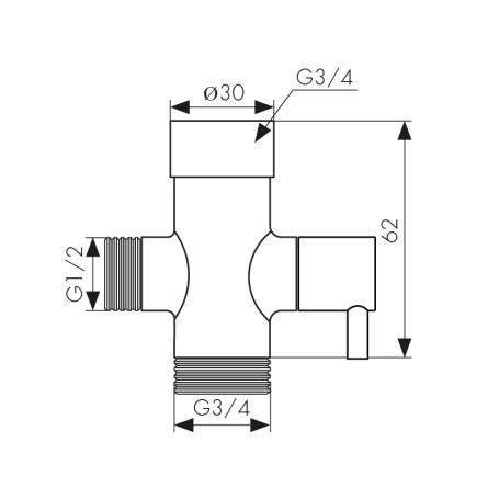 Дивертор KAISER 6515 (315) поворотный (керамический) 3/4" - 3/4" - 1/2"