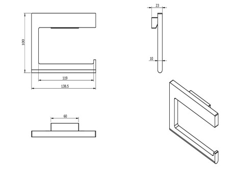 Бумагодержатель Langberger 38043A-BP туалетной бумаги без крышки квадратный черный